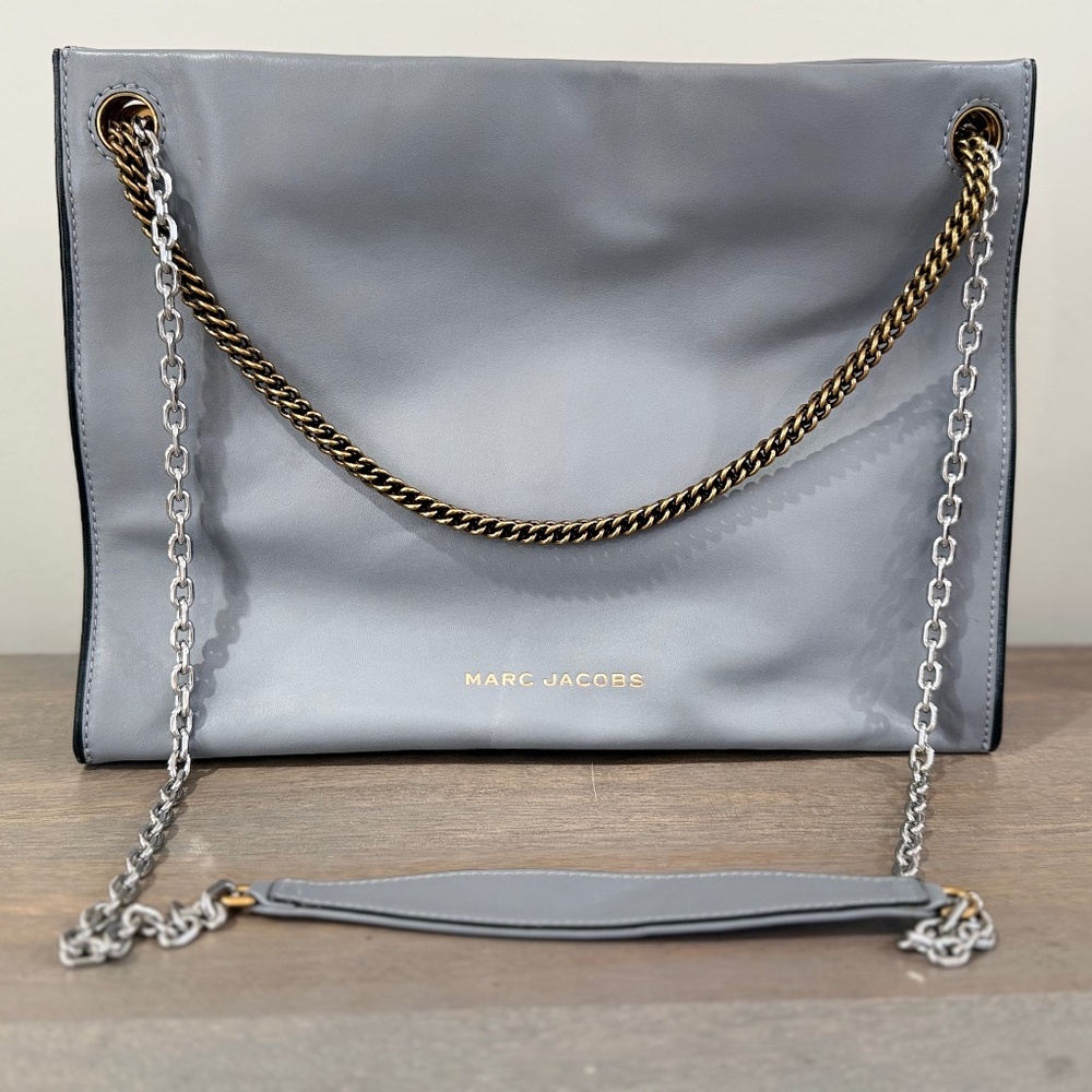 Marc Jacobs Shoulder Bag, Blue-Gray, Two-Tone Chain
